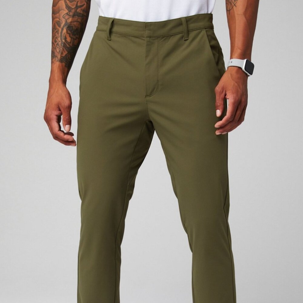 Fabletics The Don Trouser, Slim Fit, Utility Green, 32WX30L, EUC